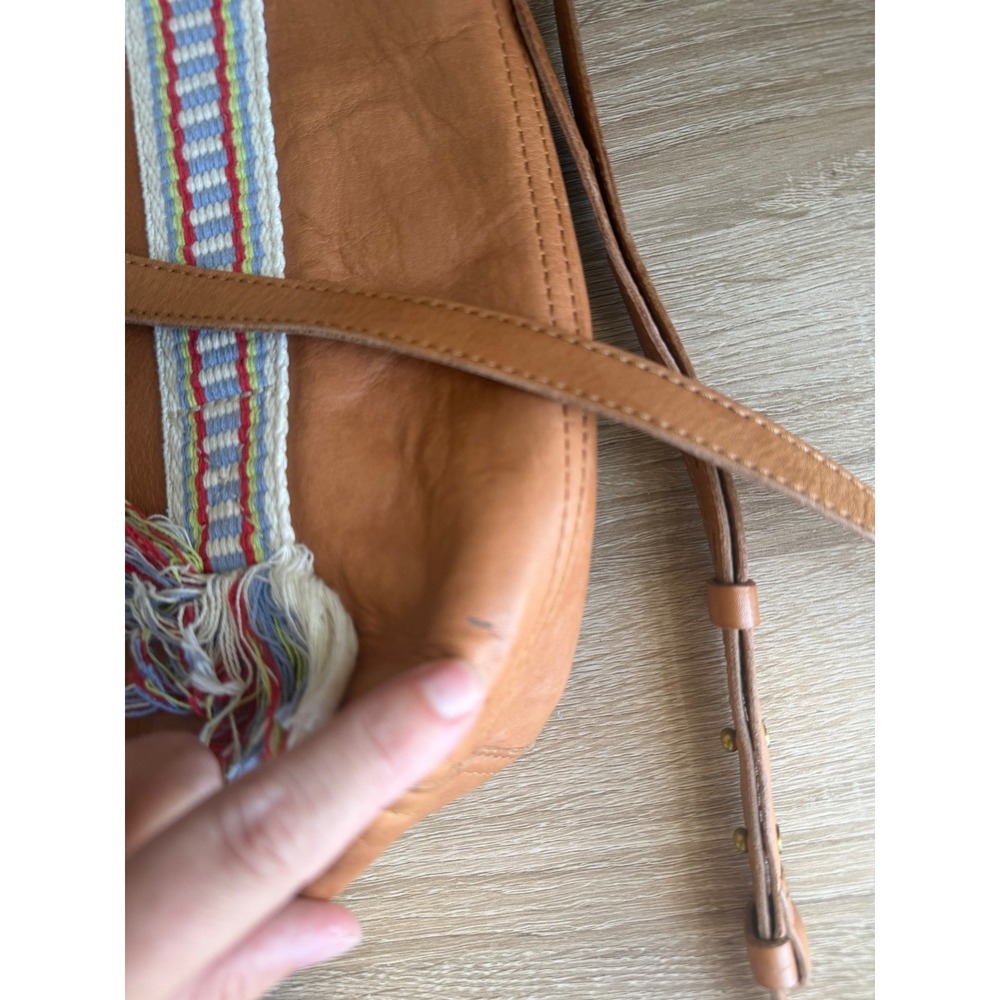 Madewell Small Transport Tote Leather Crossbody Bag Woven Tassel English Saddle - Picture 10 of 16